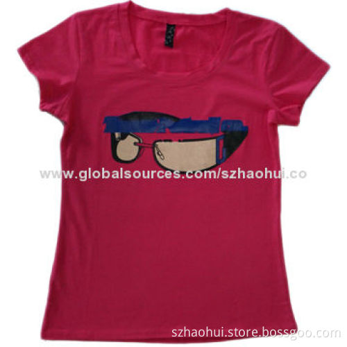Women's 100% cotton fashion design printed t-shirt, design and brands can be customized